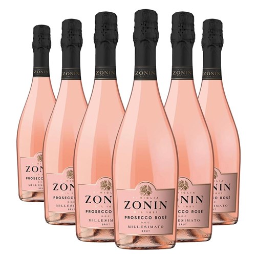 Buy a Case of 6 Bottles of Zonin Prosecco Rose Doc Millesimato 75cl - Securely Packaged and Delivered Together